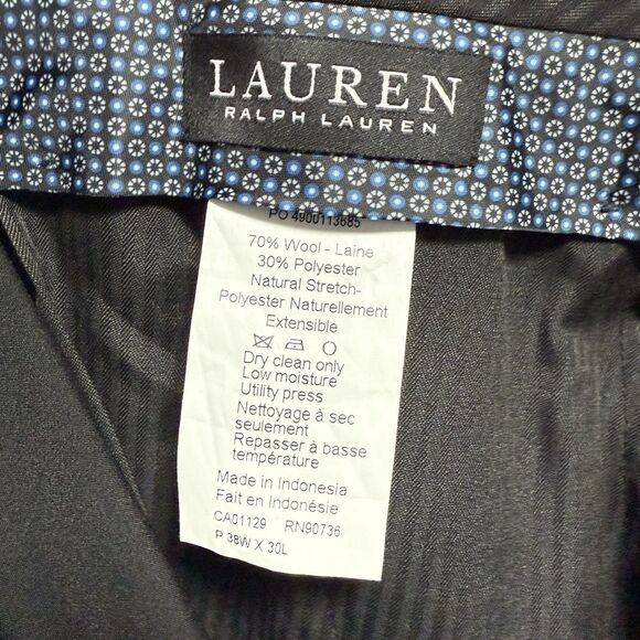 Lauren Ralph Lauren Men’s Wool Blend Dress Pants Gray 38x30 Flat Front - Picture 8 of 13